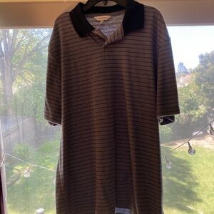 NWOTClub Monaco XL/TG Terry cloth short sleeve polo in a grey blue/ black stripe